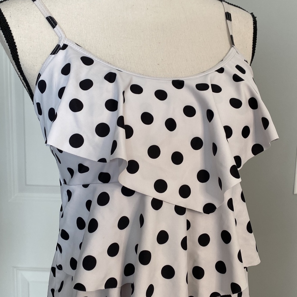 Polka Dot Layered Ruffled Swimsuit Top - Picture 7 of 11